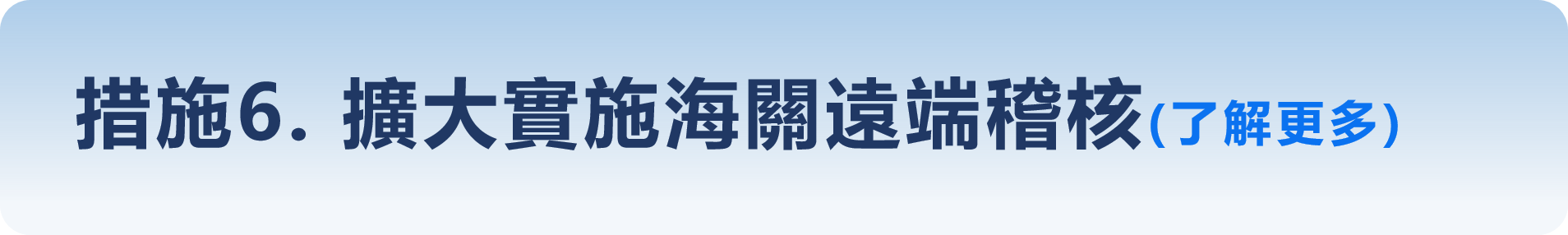 措施6. 擴大實施海關遠端稽核(了解更多)